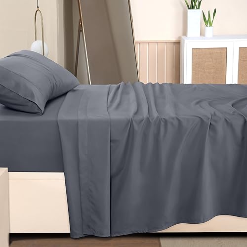 Miniatura 5 de Utopia Bedding Juego de sábanas de microfibra cepillada suave resistente a las arrugas y a las manchas 3 piezas color gris