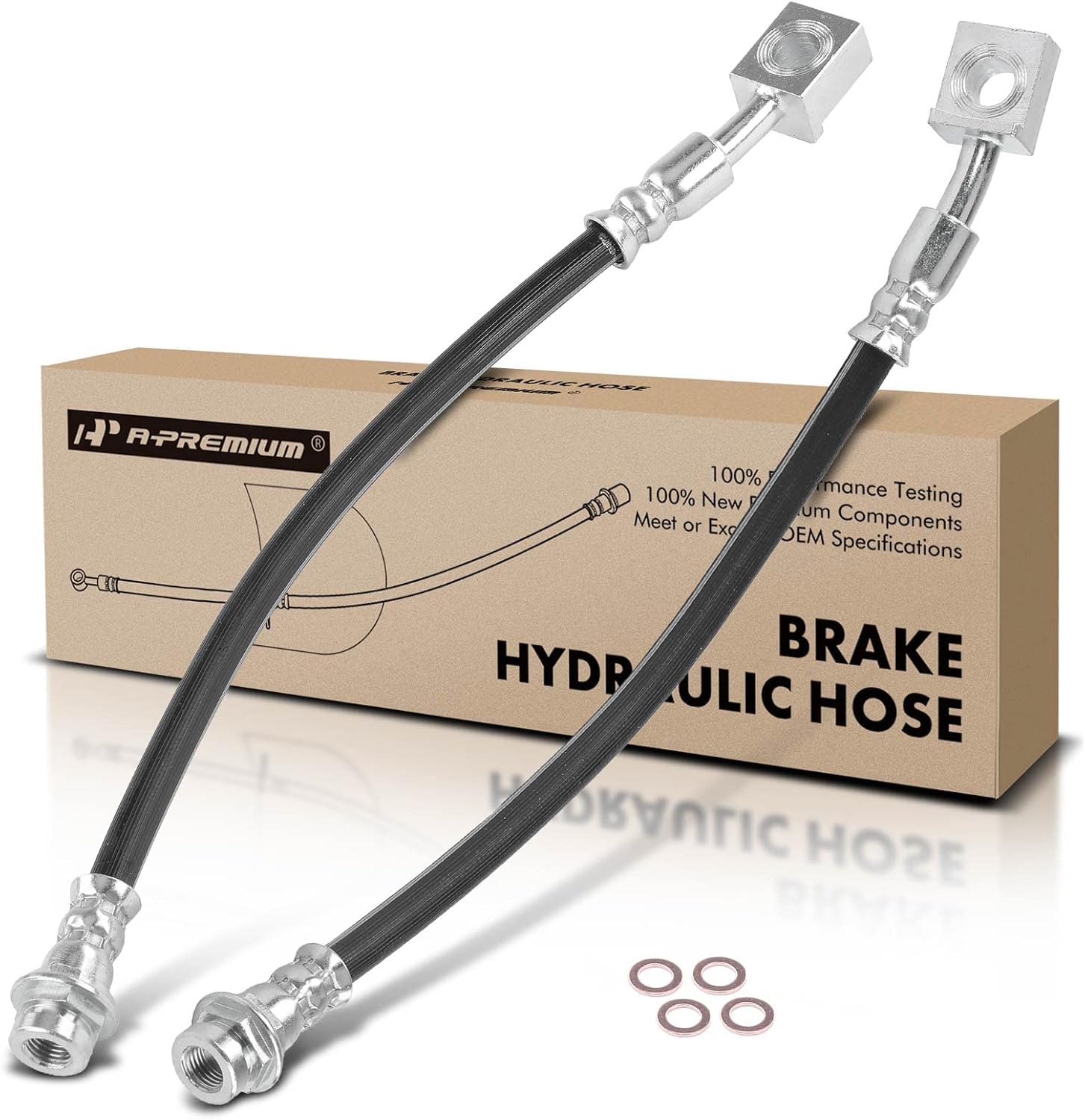 A-Premium Rear Outer Brake Hydraulic Hose Compatible with Select Chevy, Cadillac and GMC Models - Suburban 1500, Tahoe, Avalanche 1500, Escalade, Escalade ESV/EXT, Yukon, Yukon XL 1500, Pack 0f 2
