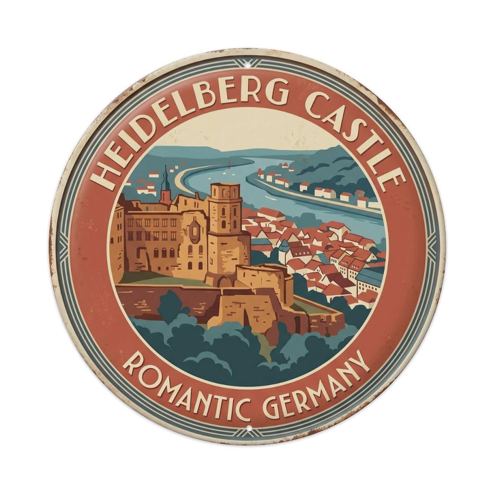 Heidelberg Castle Romantic Germany Ruin Metal Tin Sign