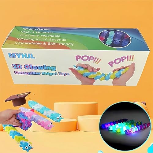 Miniatura 9 de MYHJL 4Pack Adult Kids Long Sucker Bubble with 3D Led Light Grow for 4 Seconds Silicone Suction Cup Push Pop Slug Fidget Sensory Toys Finger