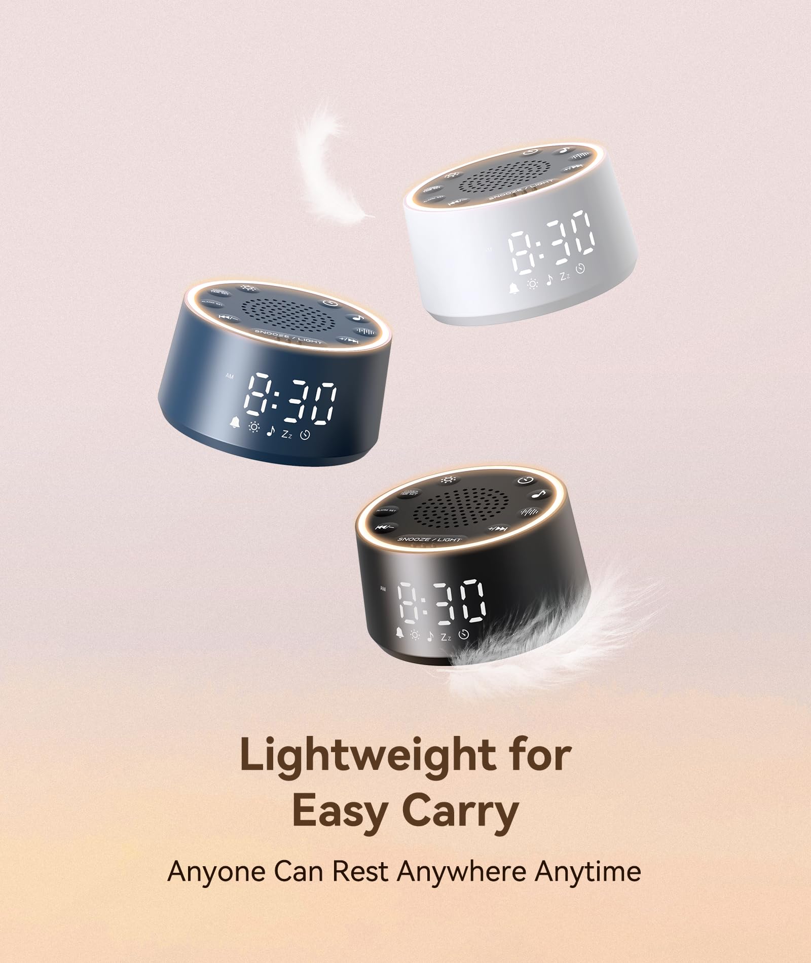 Dreamegg White Noise Machine – Soundmaschine Baby, 25 beruhigende Geräusche, 10 Farben, Nachtlicht, dimmbares Display, Schlaf-Timer, Memory-Funktion für Erwachsene und Babys, ideales
