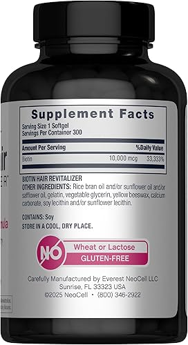 Miniatura 2 de NeoCell Biotin Hair Revitalizer 10000mcg  300 cápsulas blandas  Fórmula nutritiva diaria  para mujeres y hombres  Suplemento para cabello, piel y