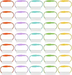 Mabor 30 etiquetas impermeáveis de creche, etiquetas de nome de sapatos para roupas, bolsas escolares, garrafas de água, material escolar, etiquetas de nome escritíveis para itens infantis distintos