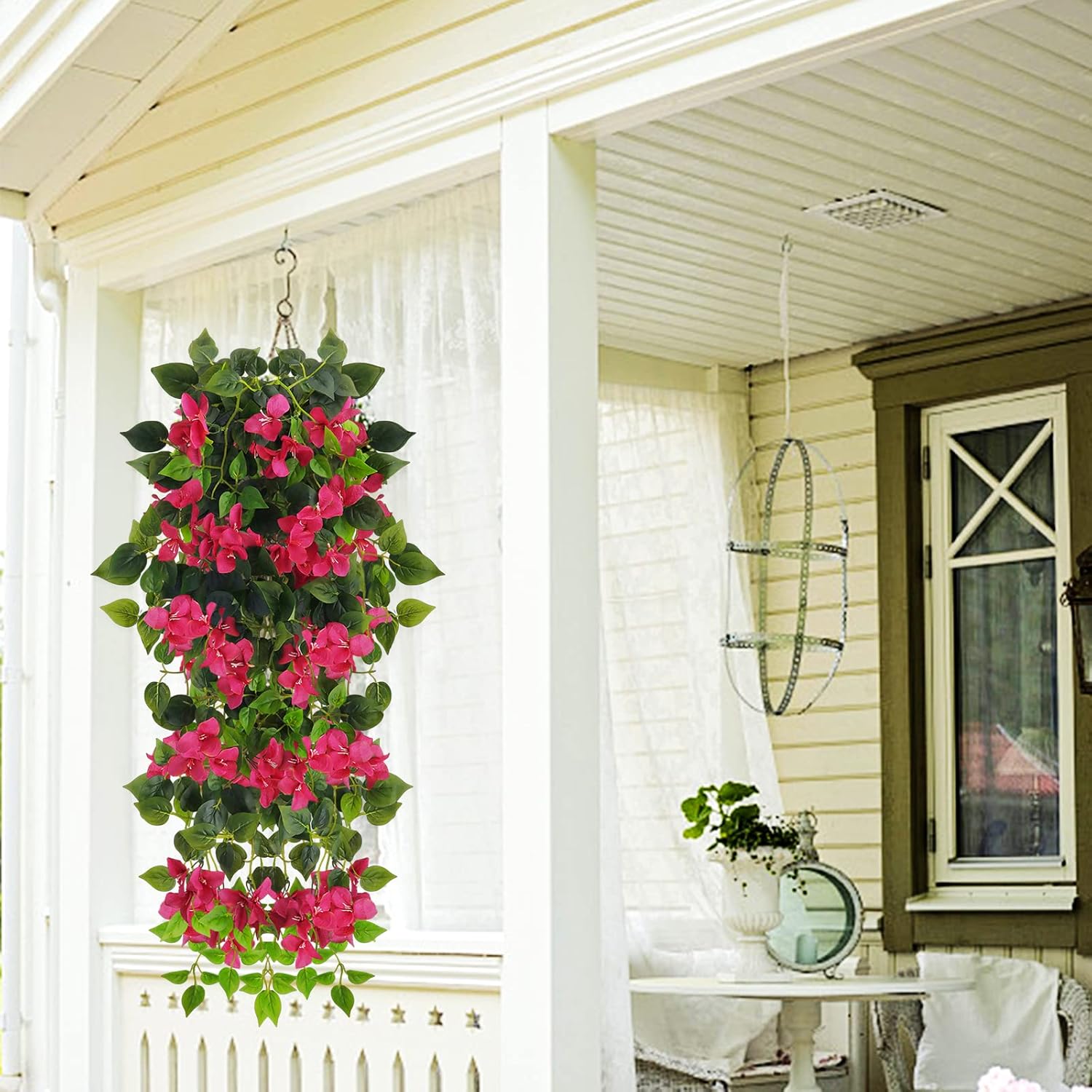 Fake Hanging Flowers Plants Bougainvillea Artificial,UV Resistant Faux Silk Flower Fabric Vine for Indoor Outdoor Garden Porch Eave Fence Wedding Wall Spring Summer Decor - Image 4