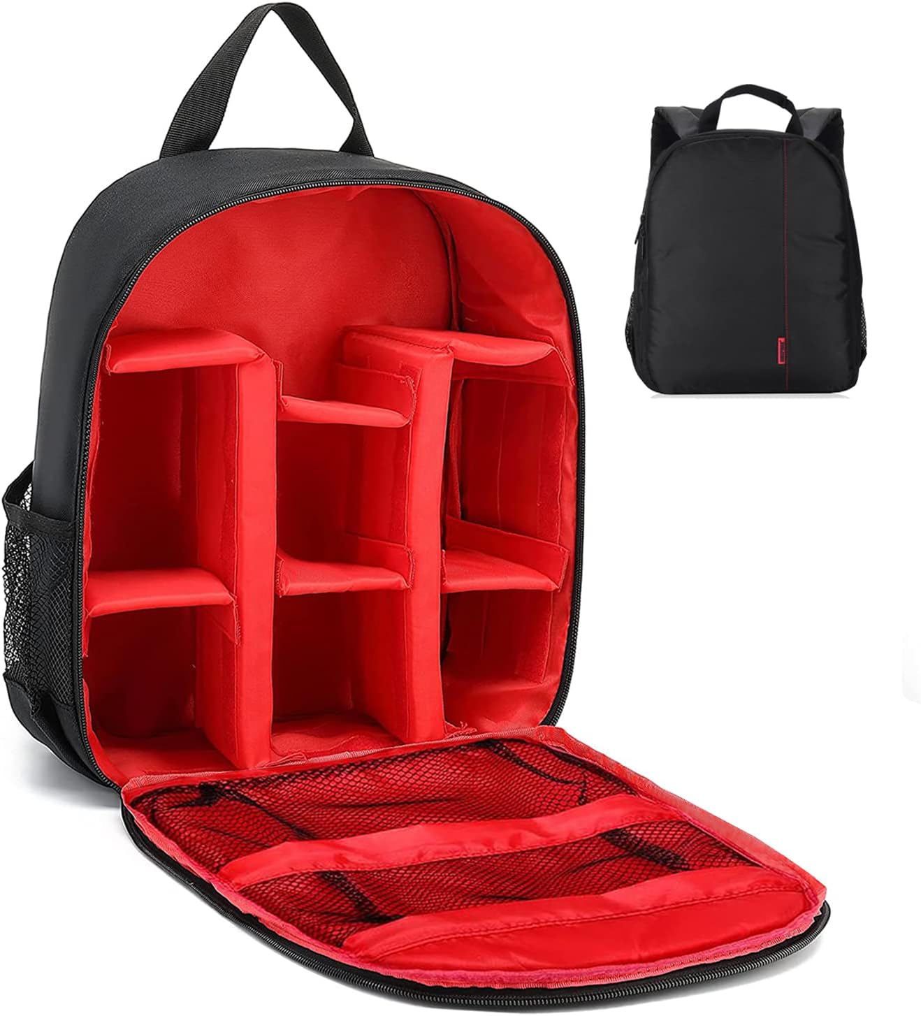 NumhawSmall Camera Backpack,Waterproof Digital Camera Bag Backpack for Canon,Nikon,Sony,Olympus,Panasonic,Samsung,Pentax and More Cameras, Black+red