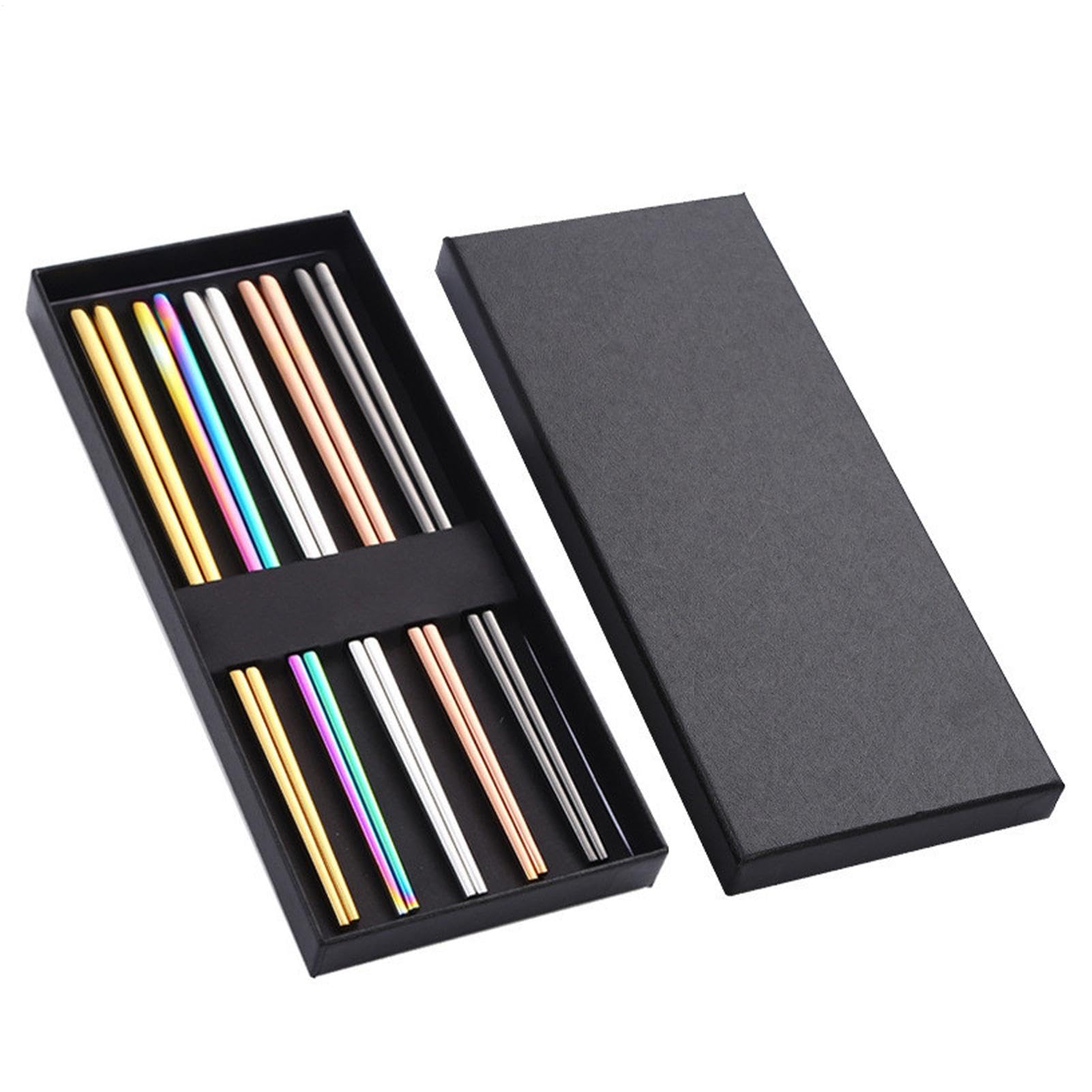Palillos metálicos antideslizantes de diseño cuadrado, pack de 5 pares aptos para lavavajillas