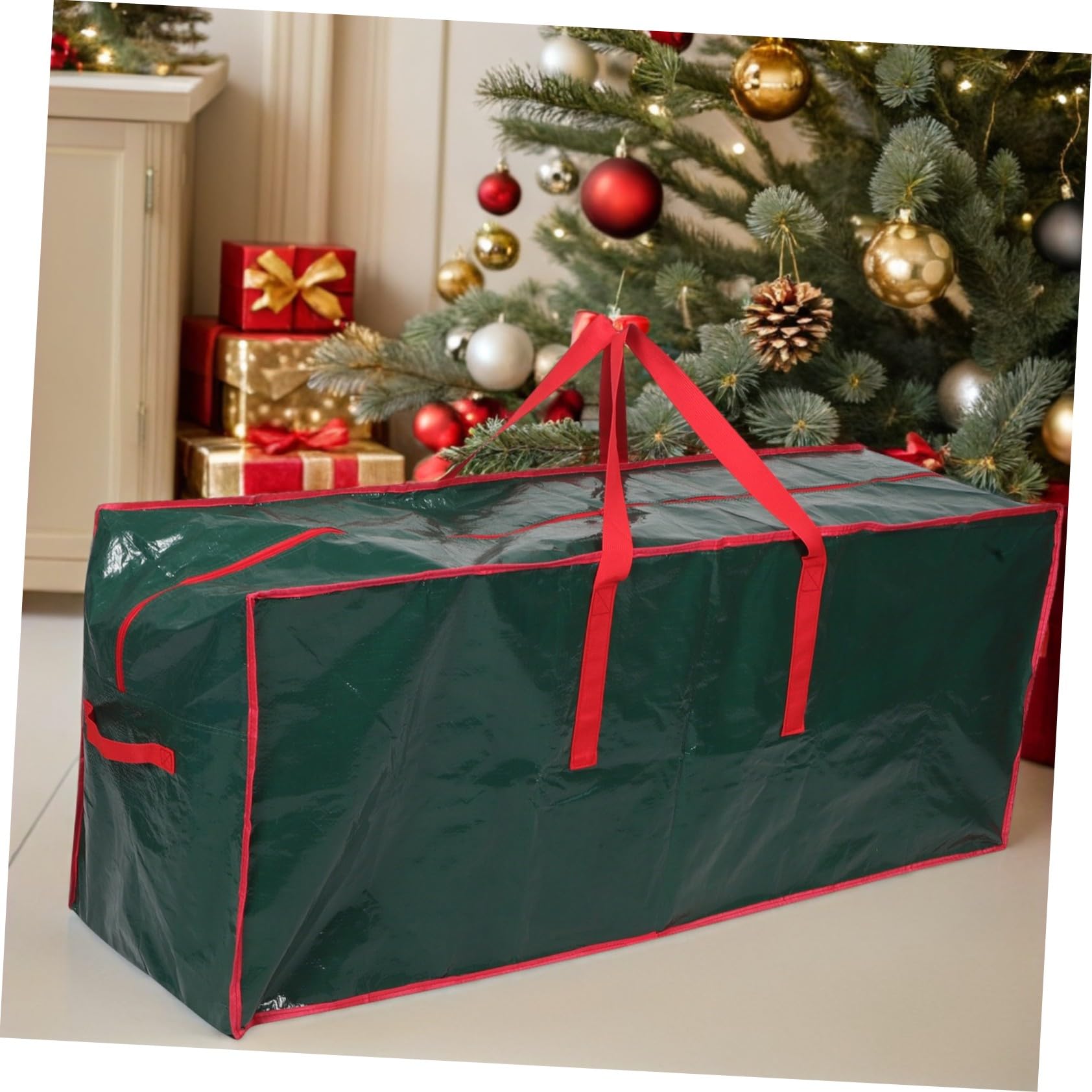 TOYANDONA Aufbewahrungstasche für Weihnachtsbaum Große Rollbare Tasche mit Reißverschluss für Künstliche Bäume und Dekoration Pe Tragegriffen