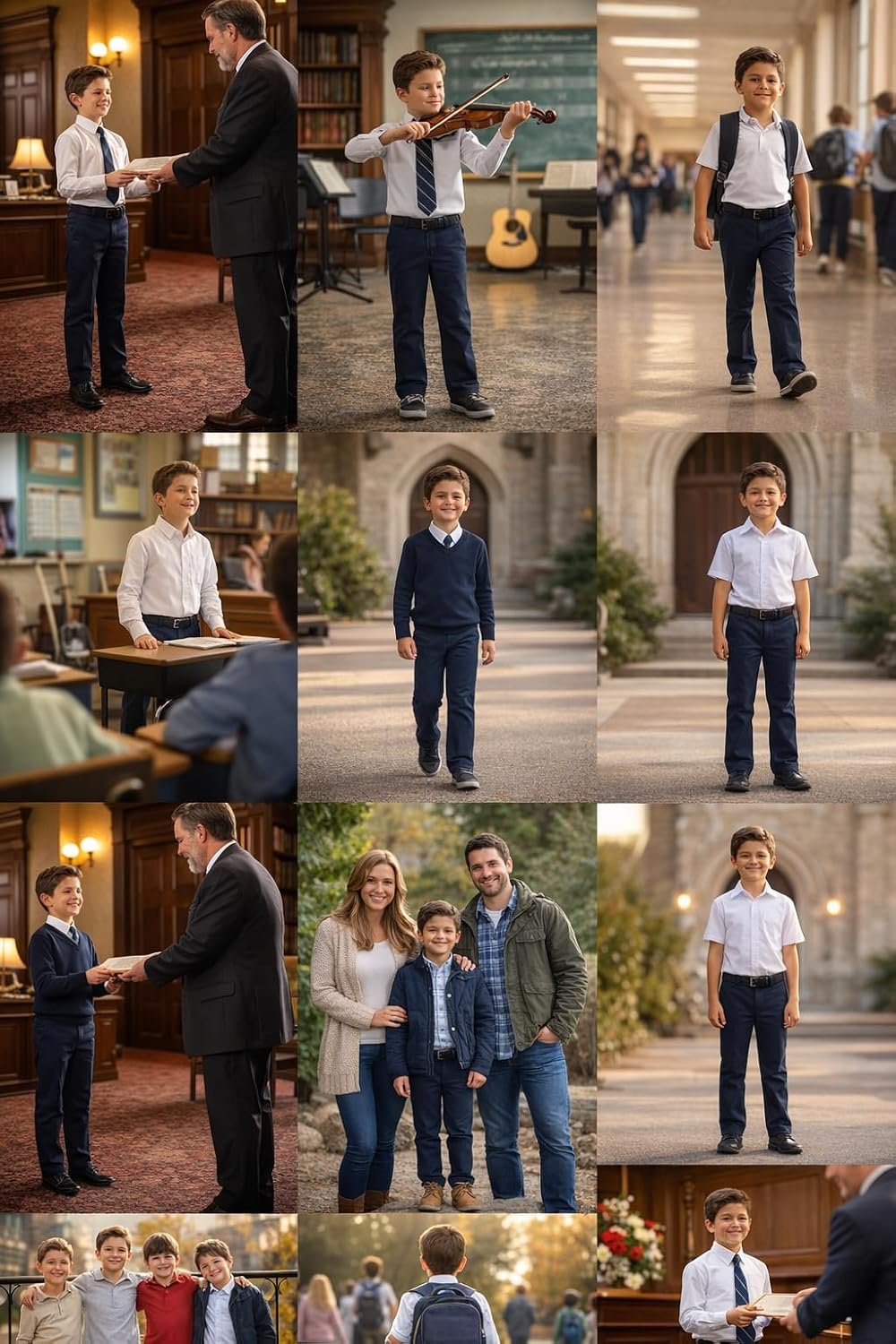 Bienzoe Boys School Uniform Pants: Kids Adjustable Waist Cotton Regular Slacks - Image 8