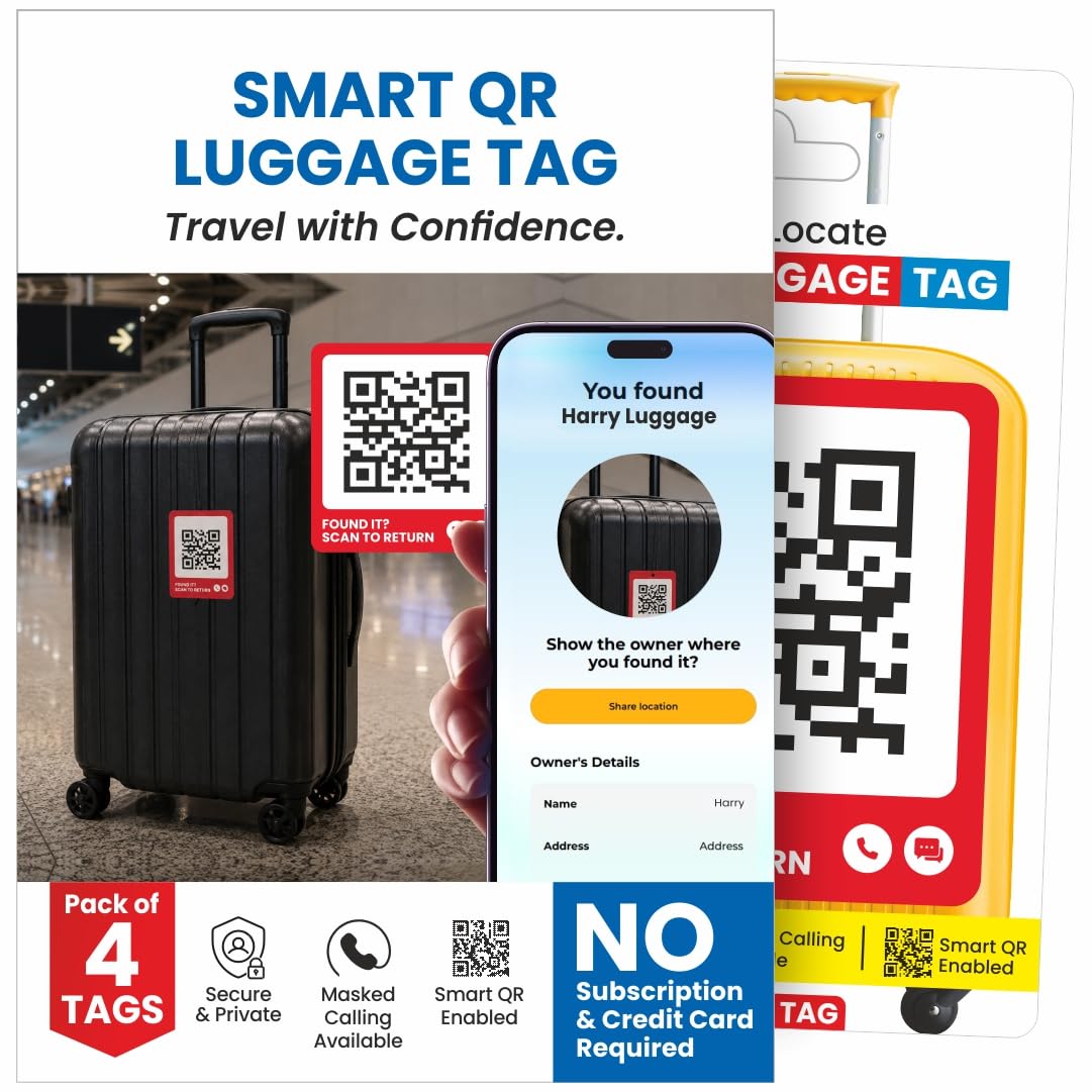 Letstrack Luggage & Bike Smart QR Labels | Sticker TAG for Suitcase & Luggage and Bike | Contact Owner Privately | Real-time Scan Alerts | Works with iOS and Android - Pack of 4-image-34