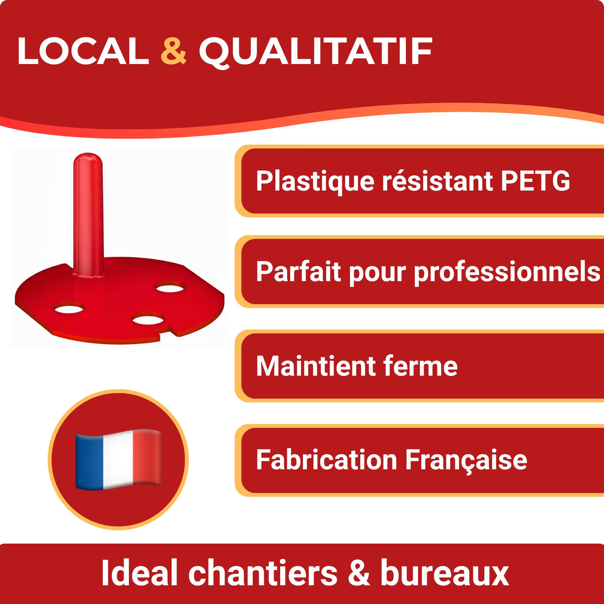 Lot de 25 Détrompeurs Prise Rouge 2P+T – Clips pour Fiche Mâle 2P+T – Compatible Prises Rouges à Détrompage – Installation Sans Outil