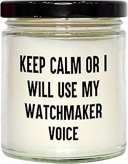 Watchmaker's Calm Christmas Unique Gift - 9oz Vanilla Soy Candle with Funny Quote, Hand-Poured with Love, Black Lid, and Lifetime-Lasting Label
