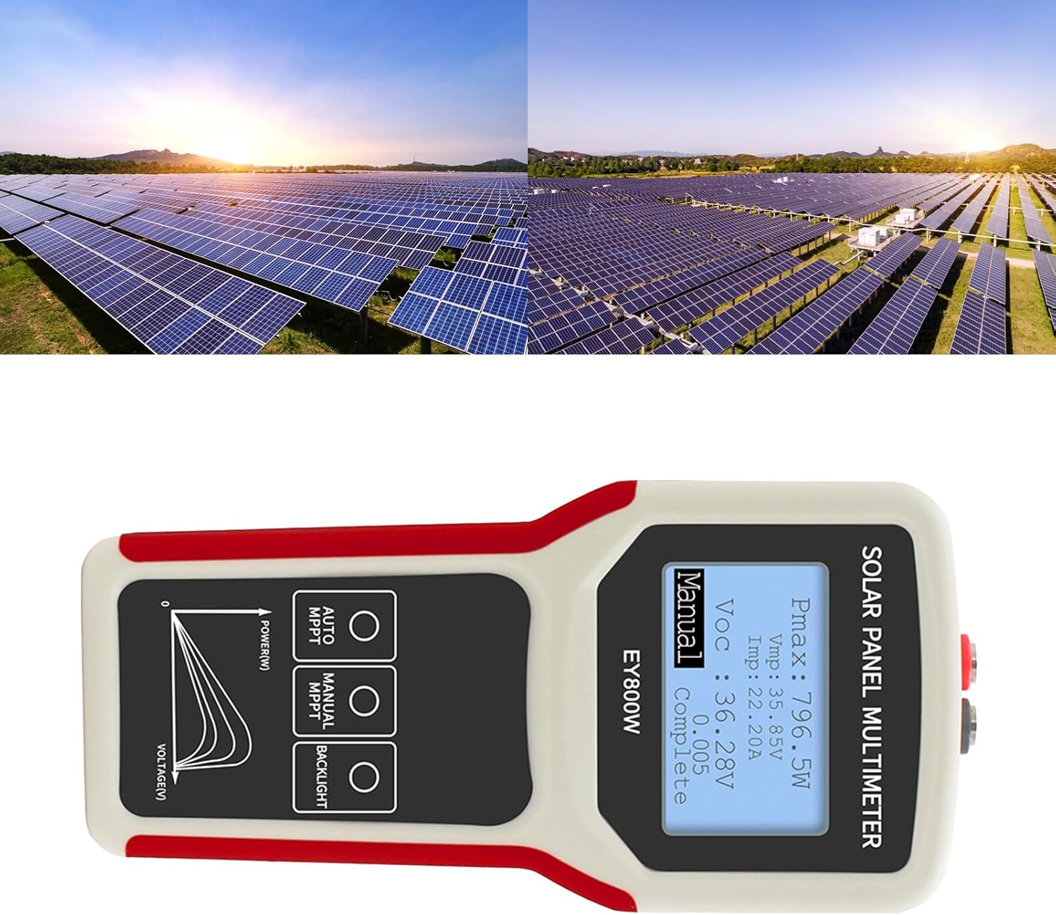 Solar Panel Multimeter LCD Display 800W Photovoltaic Tester Smart MPPT Open Circuit Troubleshooting UtilityTool