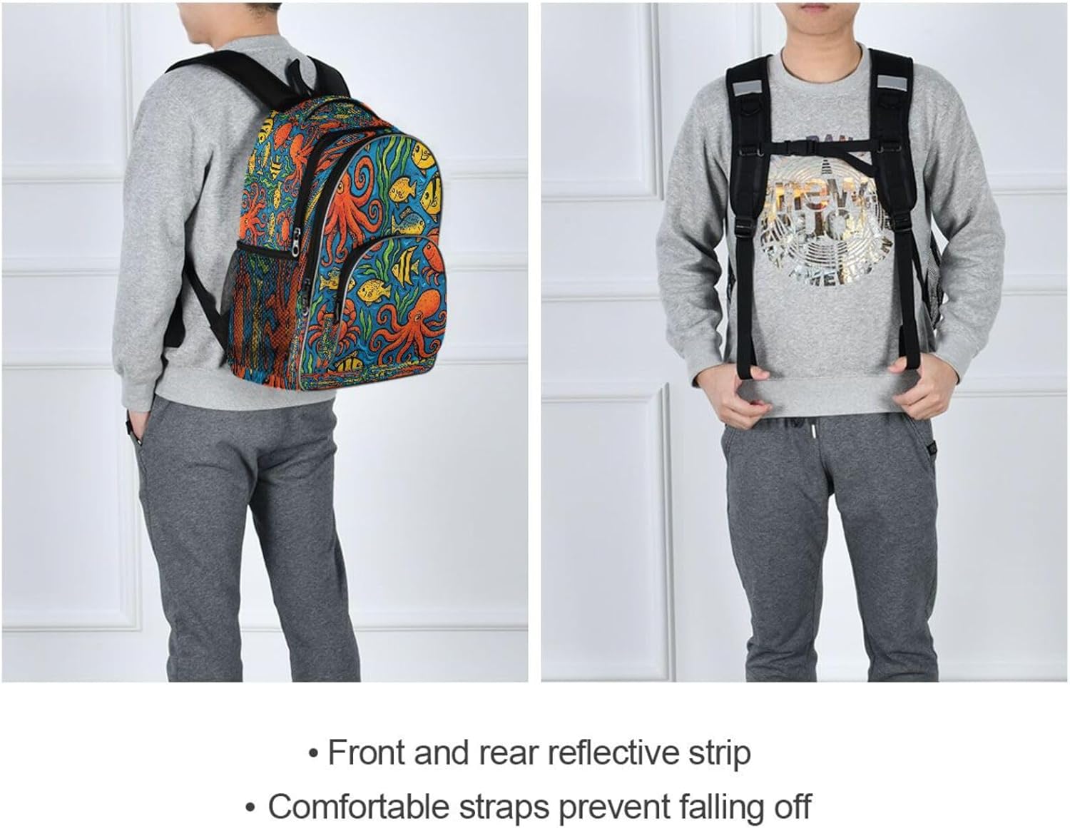 Blueangle Water-Resistant Underwater Octopus Backpack - Lightweight Laptop Backpack with 15.6" Compartment, Durable Commuter Backpack for Work & Outdoor