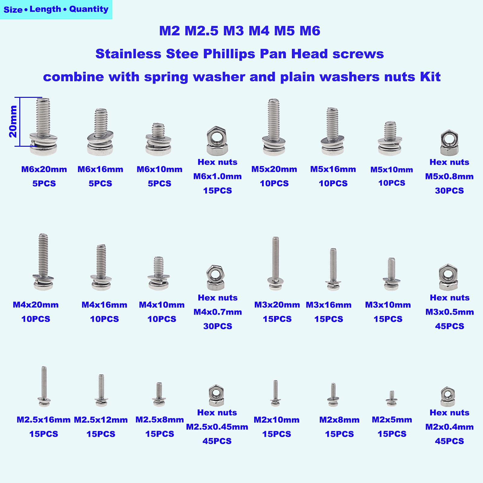 Surtido Hvazi M2 M3 M4 M5 M2.5 Tornillos De Cabeza Phillips | Envío Gratis