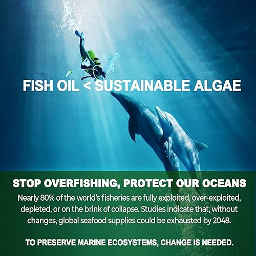 Miniatura 8 de Gomitas Omega 3 de 2200 mg de aceite de algas (DHA 640 mg y EPA 290 mg) para mujeres y hombres, alternativa de aceite de pescado vegano Omega 3