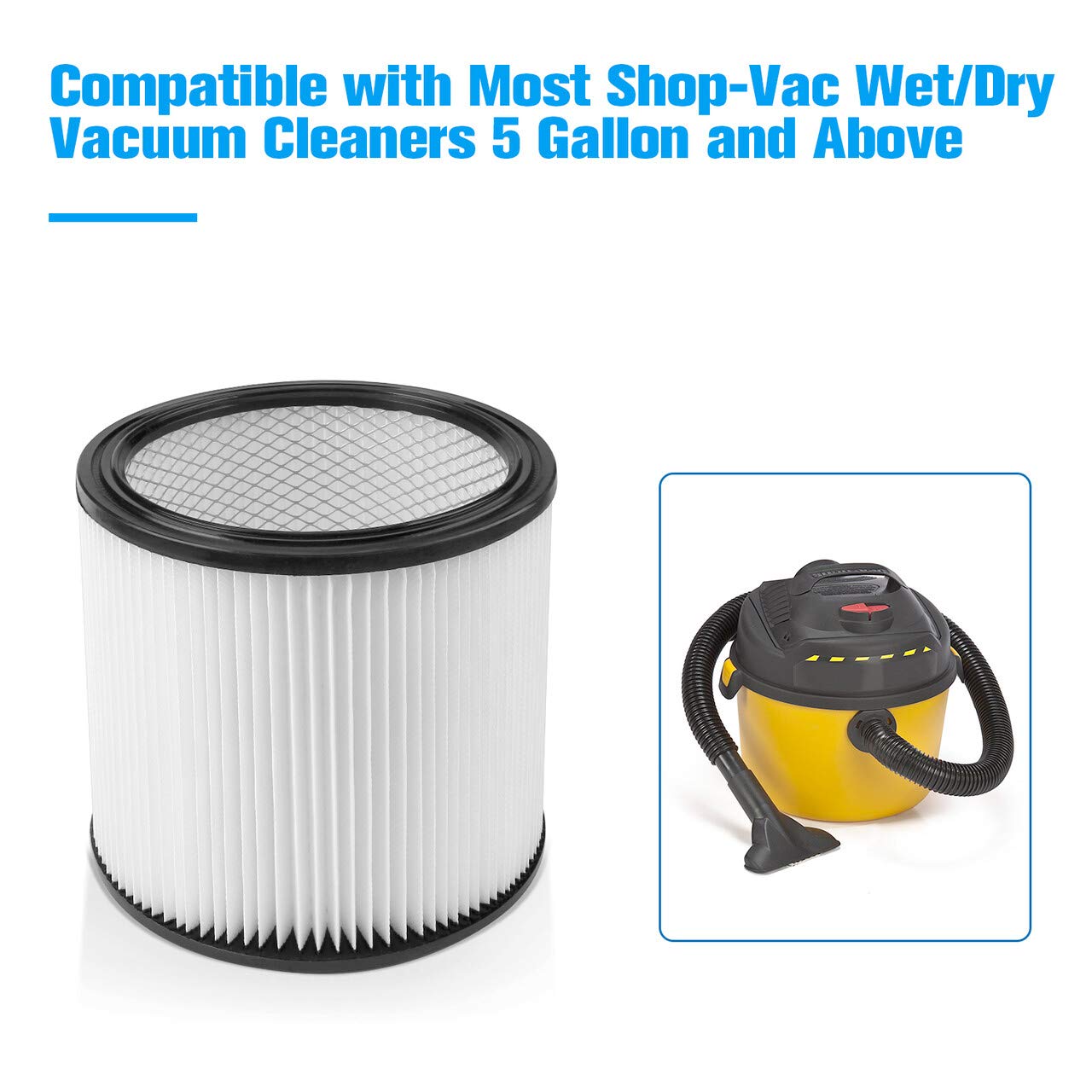 Shop-Vac Replacement Cartridge Filter - Fits 5+ Gallon Wet/Dry Vacuums