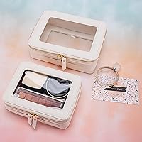 Vista 7 de Aveniee Bolsa organizadora de maquillaje transparente, bolsa de aseo de viaje, estuche cosmético para mujeres, bolsa portátil de maquillaje