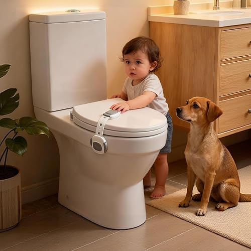 Miniatura 9 de Cerradura de inodoro a prueba de bebés Cerraduras de gabinete de seguridad para niños para asiento de inodoro, cajones, nevera, puertas Fácil de