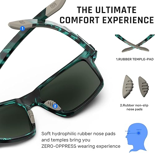 Miniatura 4 de TOREGE Gafas de sol deportivas polarizadas con 3 lentes intercambiables para hombres y mujeres, gafas de béisbol TR65