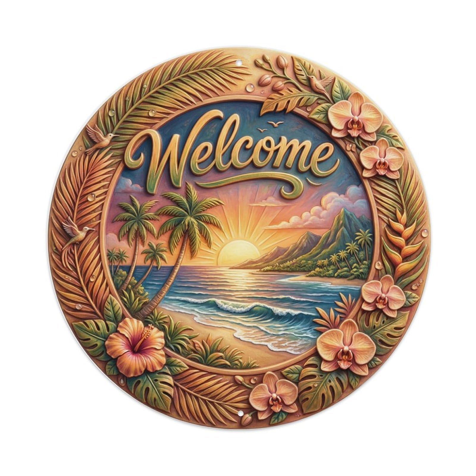 Tgrcjimh Style Metal Tin Sign Tropical Awakening Welcome Morning Light
