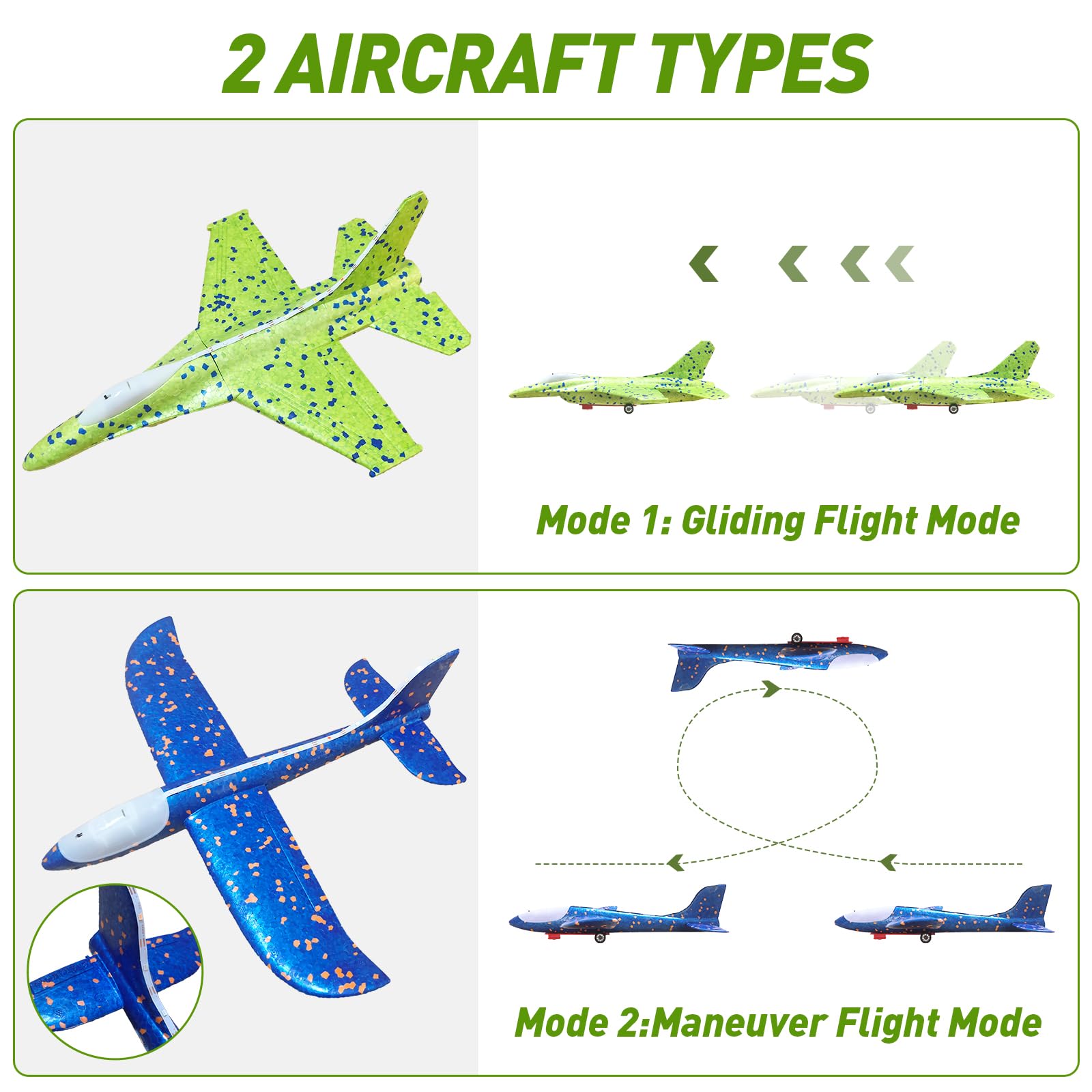 3 Pack Airplane Launcher Toys, 13.2 inch LED Foam 2025 J-15 Fighter Jet ＆ Glider Catapult Plane for Boys, Flying Toys Birthday Halloween for Boys Girls 4 5 6 7 8 9 10 11 12 Year Old