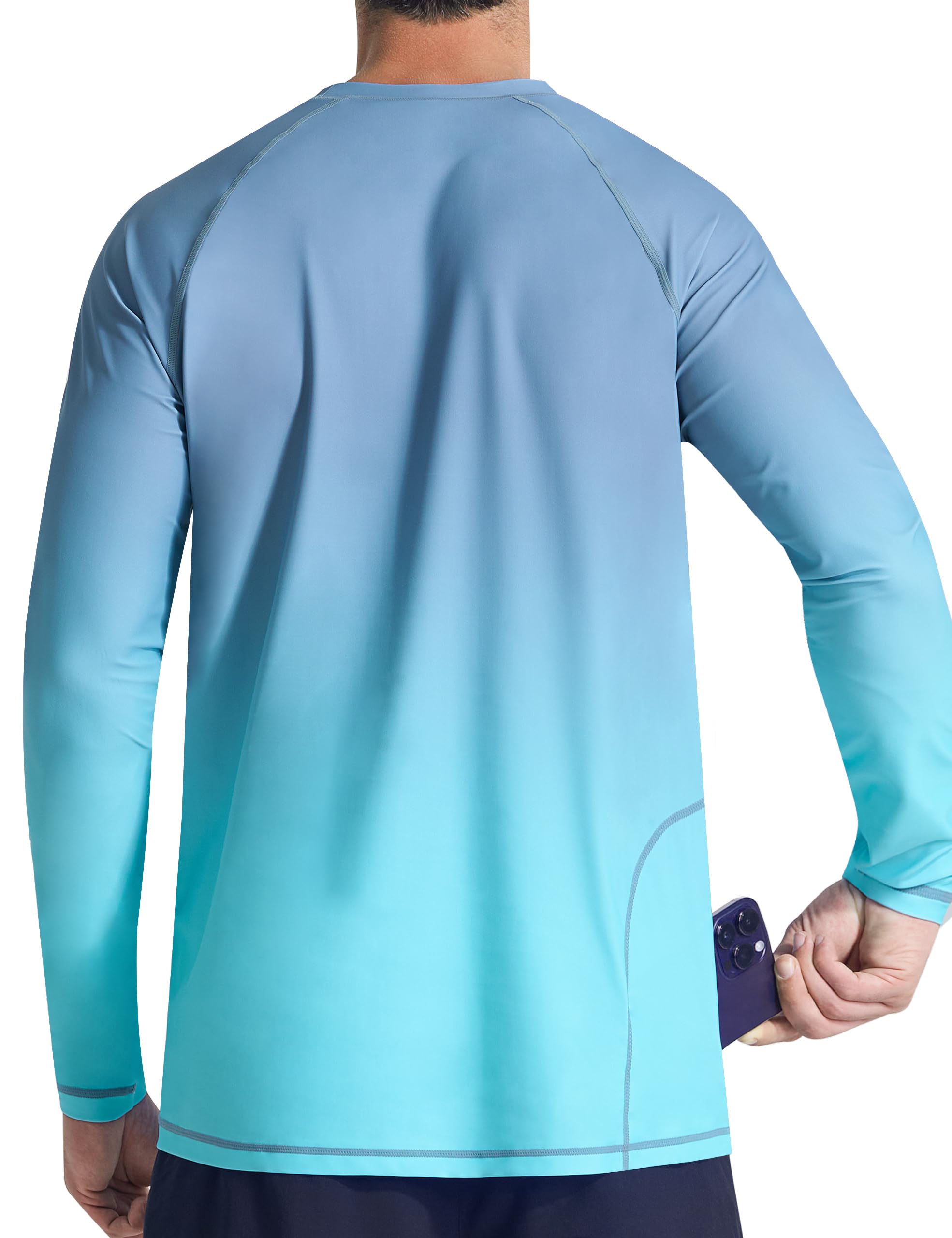 Mens Swim Shirts UPF 50+ Sun Protection Quick Dry SPF Rash Guard Outdoor Beach Fishing T Shirts