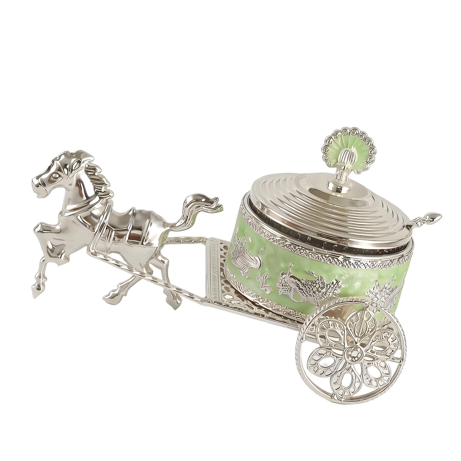 TQUXNGA Alloy Seasoning Canister with Classical Carriage Engravings Multipurpose Sugar Jar Container for Kitchen Counter Display Seasoning Container
