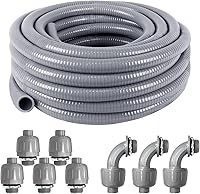 ANSGERY 3/4 Inch 25ft UL Certified Liquid Tight Flexible Conduit Kit with 5 Straight & 3 90° Fittings