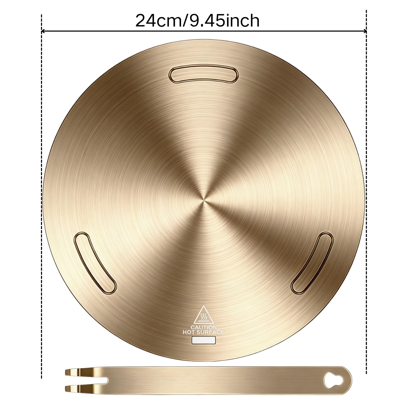 Piastra per induzione Adattatore 24 cm Piastra adattatore induzione con manico rimovibile Piastra di adattamento per induzione uniforme per fornello elettrico a gas pentola bollitore (24 cm)