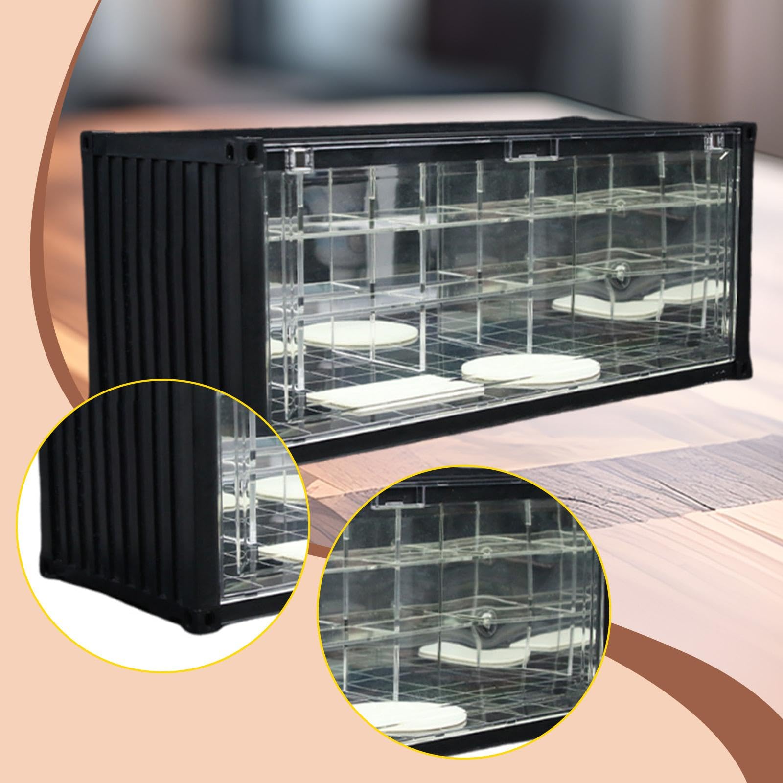 Vitrina Expositora Coche Escala 1/64 con Luz - Estructura PP Robusta, 38.7x16x16.5cm, Decoración Escritorio Coleccionables