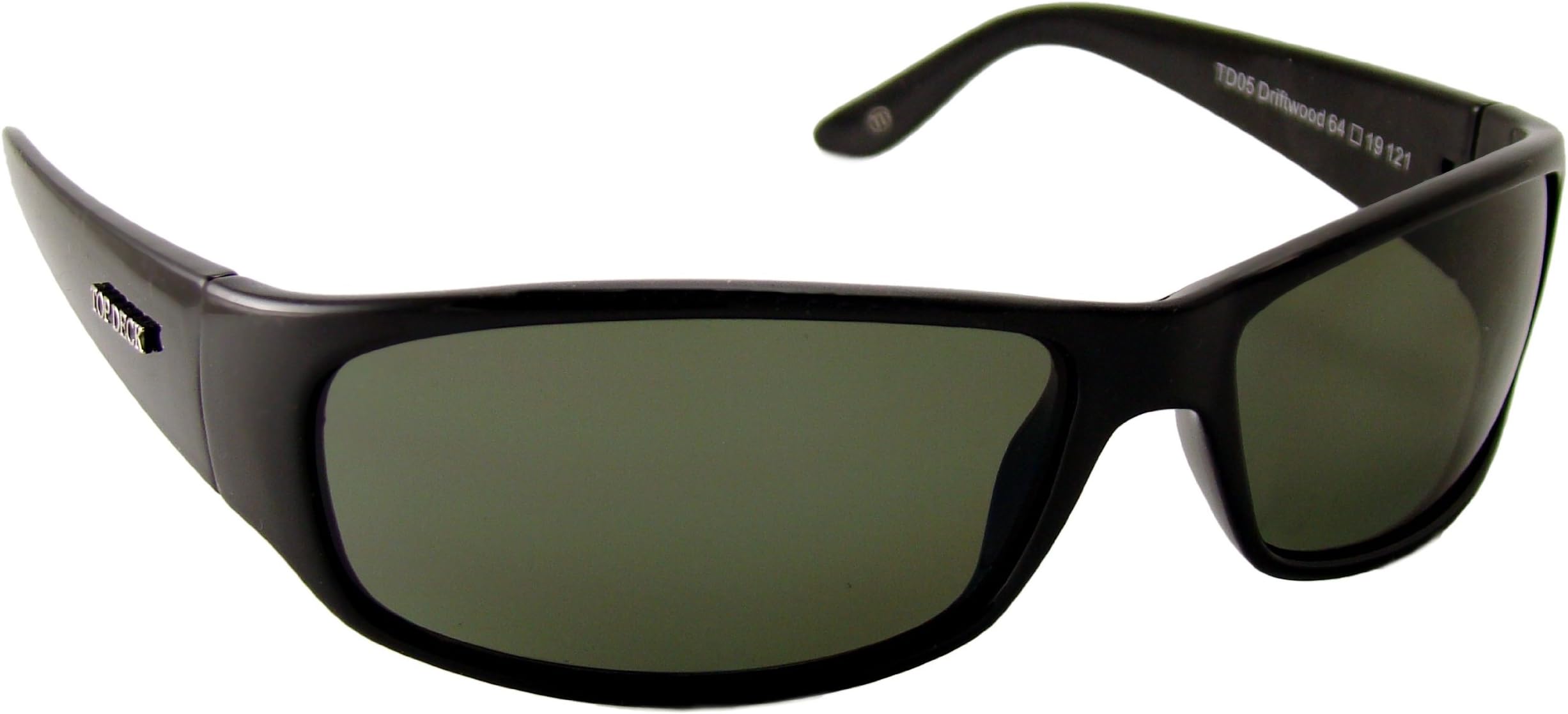 Top Deck Driftwood Polarized Sunglasses, Shiny Black Grilamid Full Rim Frame and Grey Lens