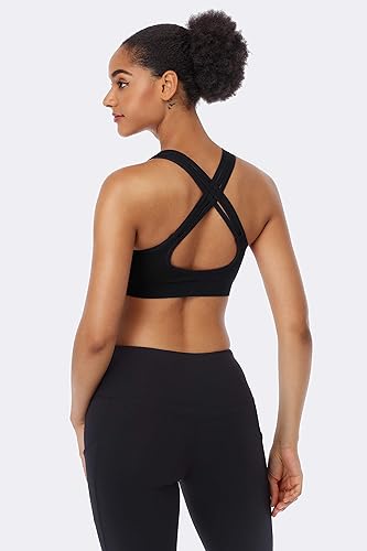 Vista 7 de ANGOOL Sujetadores deportivos con tiras para mujer, brasier de yoga sin varillas de soporte medio