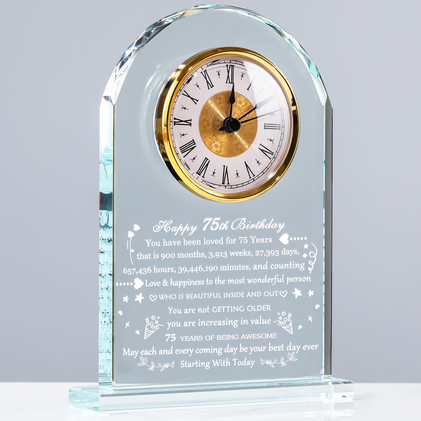 Reloj de cristal de 75 cumpleaños Arikyrist adorno decorativo