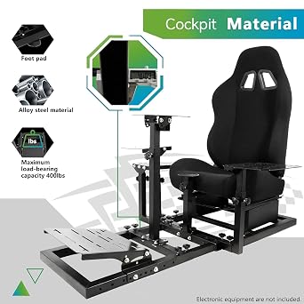 Hottoby Flight Racing Simulator Cockpit with Black Seat Adjustable&Shifter Platform Upgrade Fit for Logitech G29,for Thrustmaster Hotas Warthog,for PXN,Multi-Function Stable,Includes Frame Seat Only