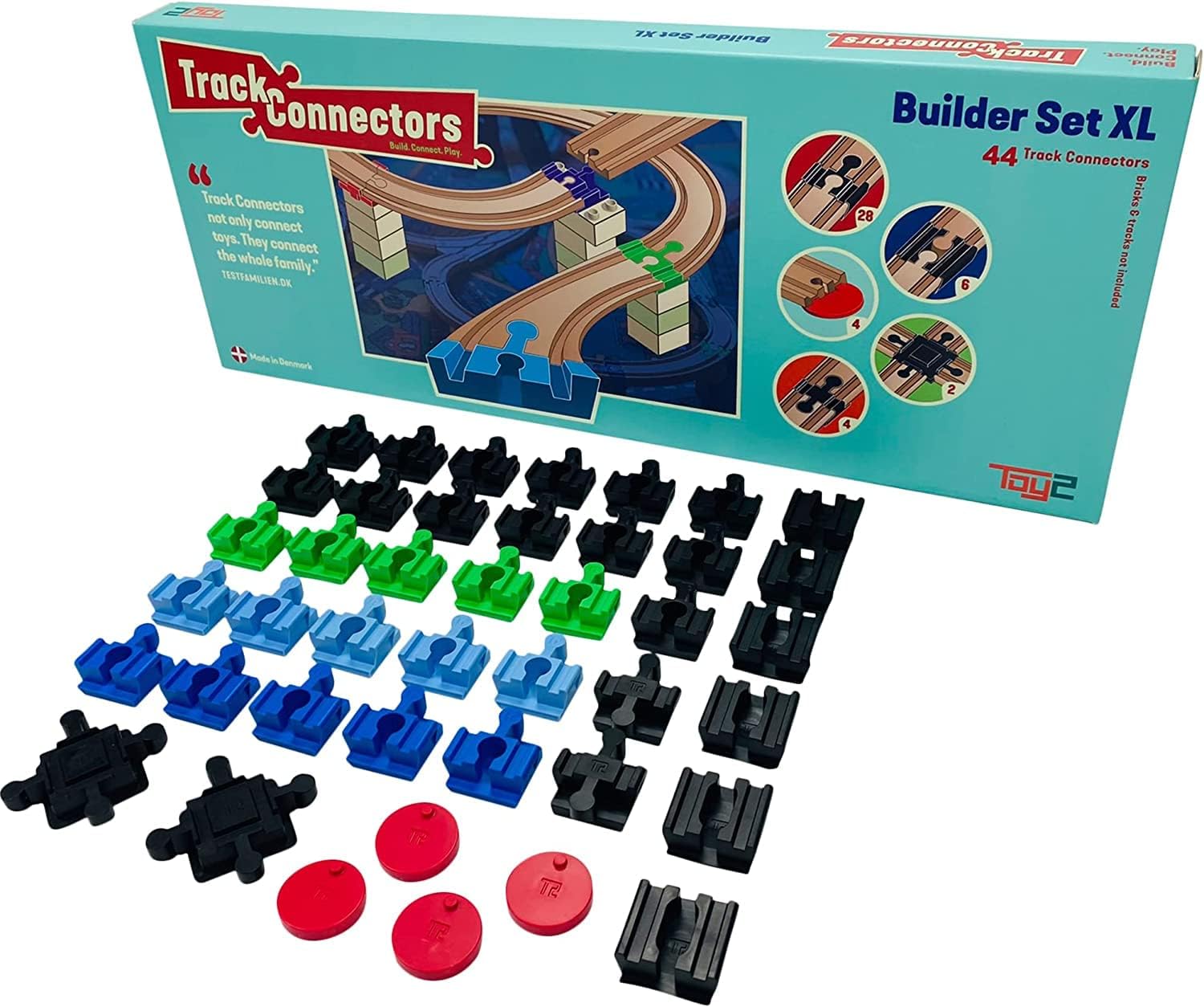 TOY2 Builder Set XL 44 Toy Train Track Connectors Compatible with