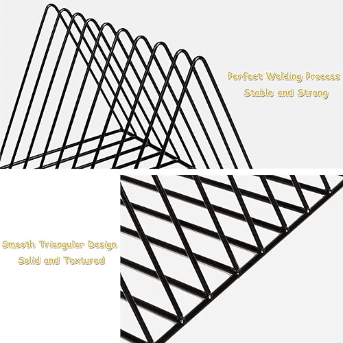 Miniatura 4 de Udreamer Almacenamiento de discos de vinilo de 9 ranuras,Revistero de metal de escritorio,Soporte de disco de vinilo triangular,Negro
