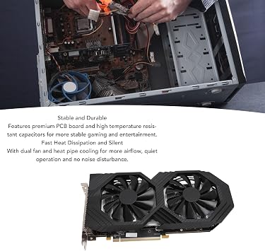 RX590 8GB GDDR5 Gaming Graphics Card High Performance 256-bit PCI Express 3.0 X16 Dual Fan Cooling VR Ready Game Build ABS Metal PCB for GPU