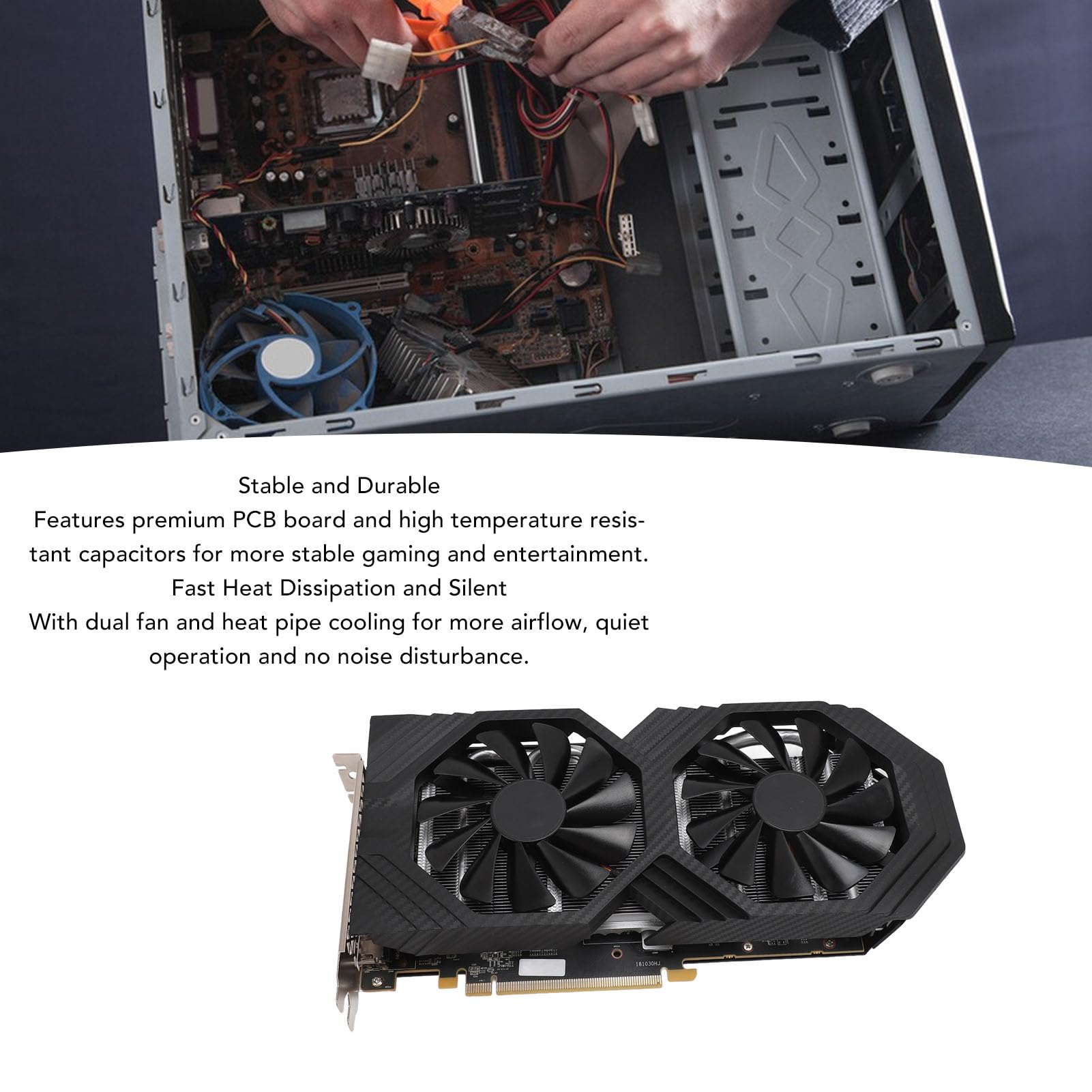 Scheda Grafica RX590 da 8 GB, Scheda Grafica Video GDDR5 256BIT per Computer da Gioco, Supporto DirectX 12 PCI Express 3.0 X16,3 DisplayPort, con Doppia Ventola di Raffreddamento