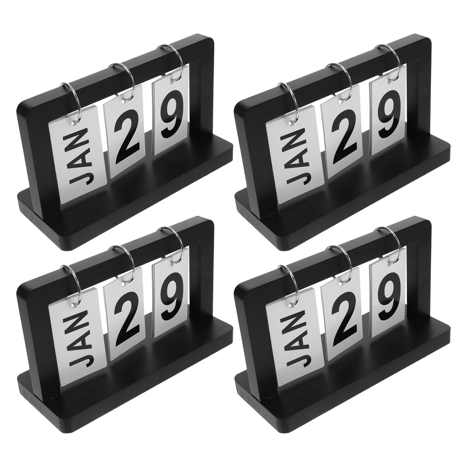 4 Sztuki Częściowy Drewniany Wieczny Kalendarz Biurkowy z Klapkami Kompaktowy Retro Flip Calendar Do Codziennego Planowania Miesięcznego Praktyczny i Stylowy Organizer Biurko