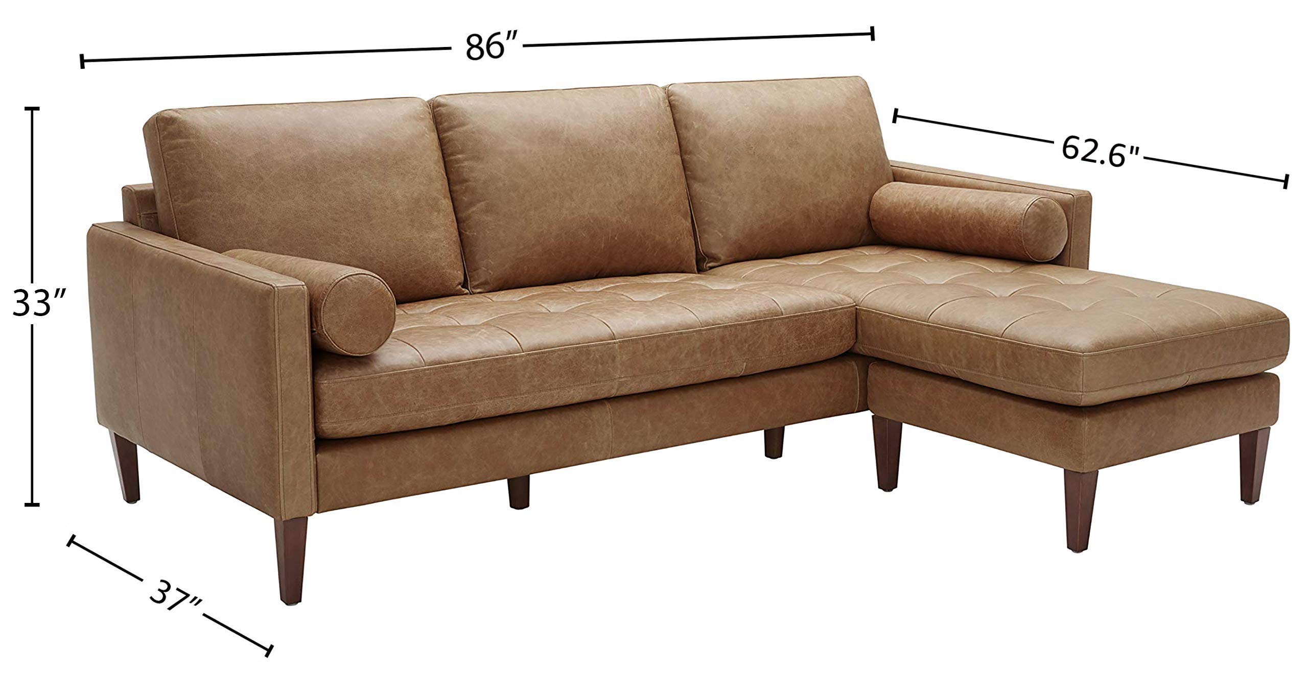 Rivet Aiden MidCentury Modern Reversible Sectional Sofa (86") Cognac