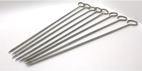 Miniatura 3 de O-Yaki - Pinchos planos de metal para parrilla, brochetas de barbacoa de 12 pulgadas de acero inoxidable con bolsa de almacenamiento, juego de 8