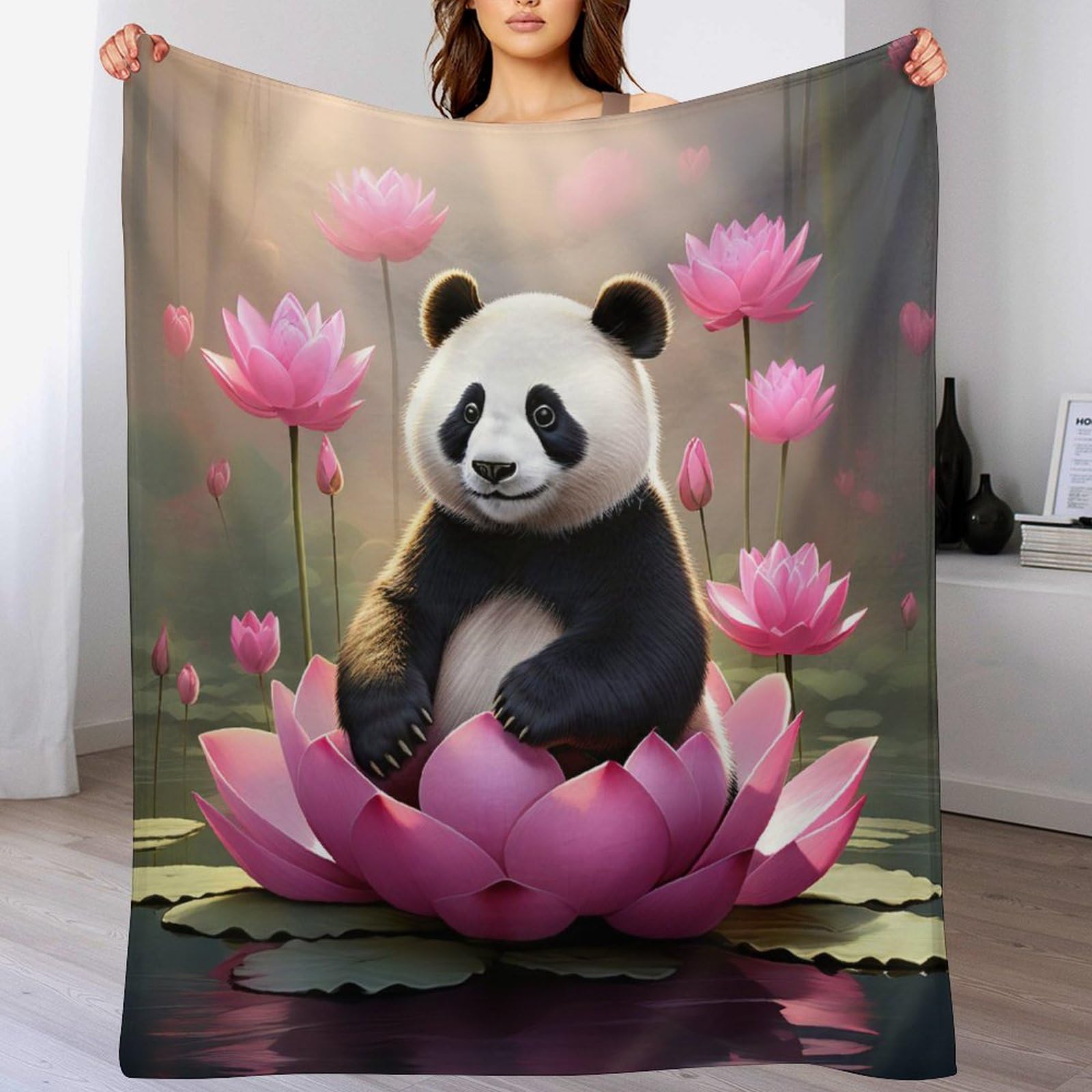 Plaid panda en flannel pour des soirées cocooning chaleureuses sur votre canapé