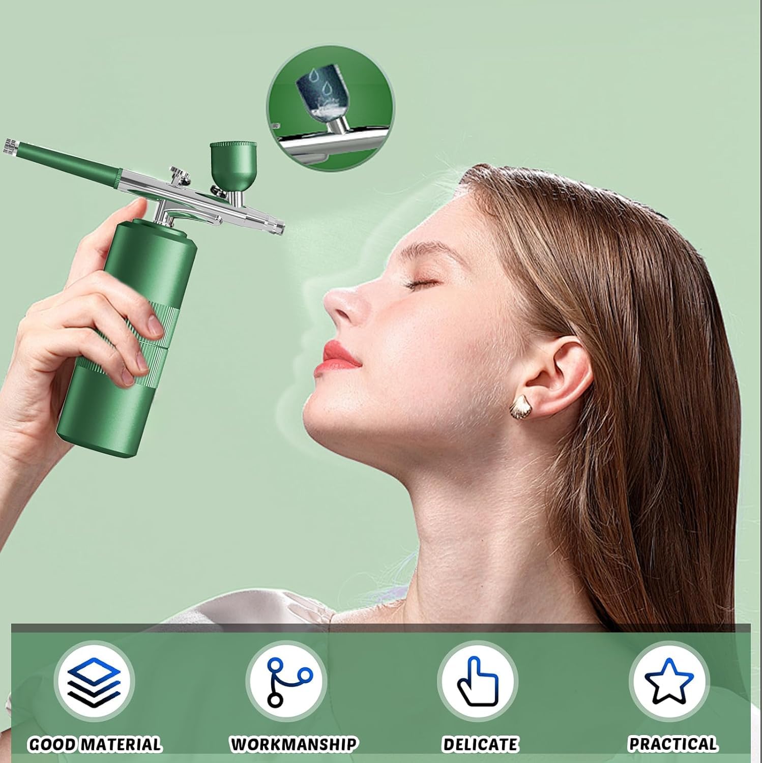 Set aerografo con compressore, pistola a spruzzo senza fili, kit aerografo, pistola portatile con compressore, pistola a spruzzo portatile ricaricabile USB, set per idratazione, tatuaggio, unghie