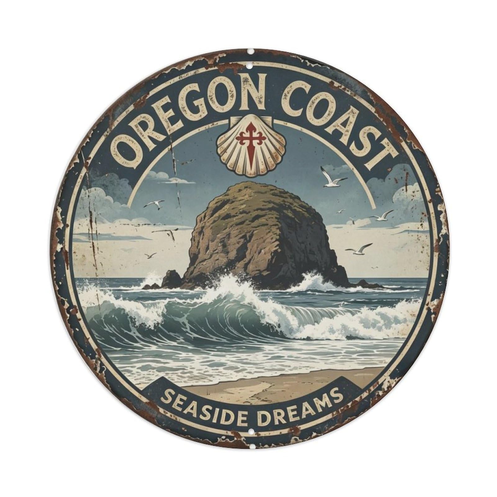 Oregon Coast Seaside Metal Tin Sign Plaque