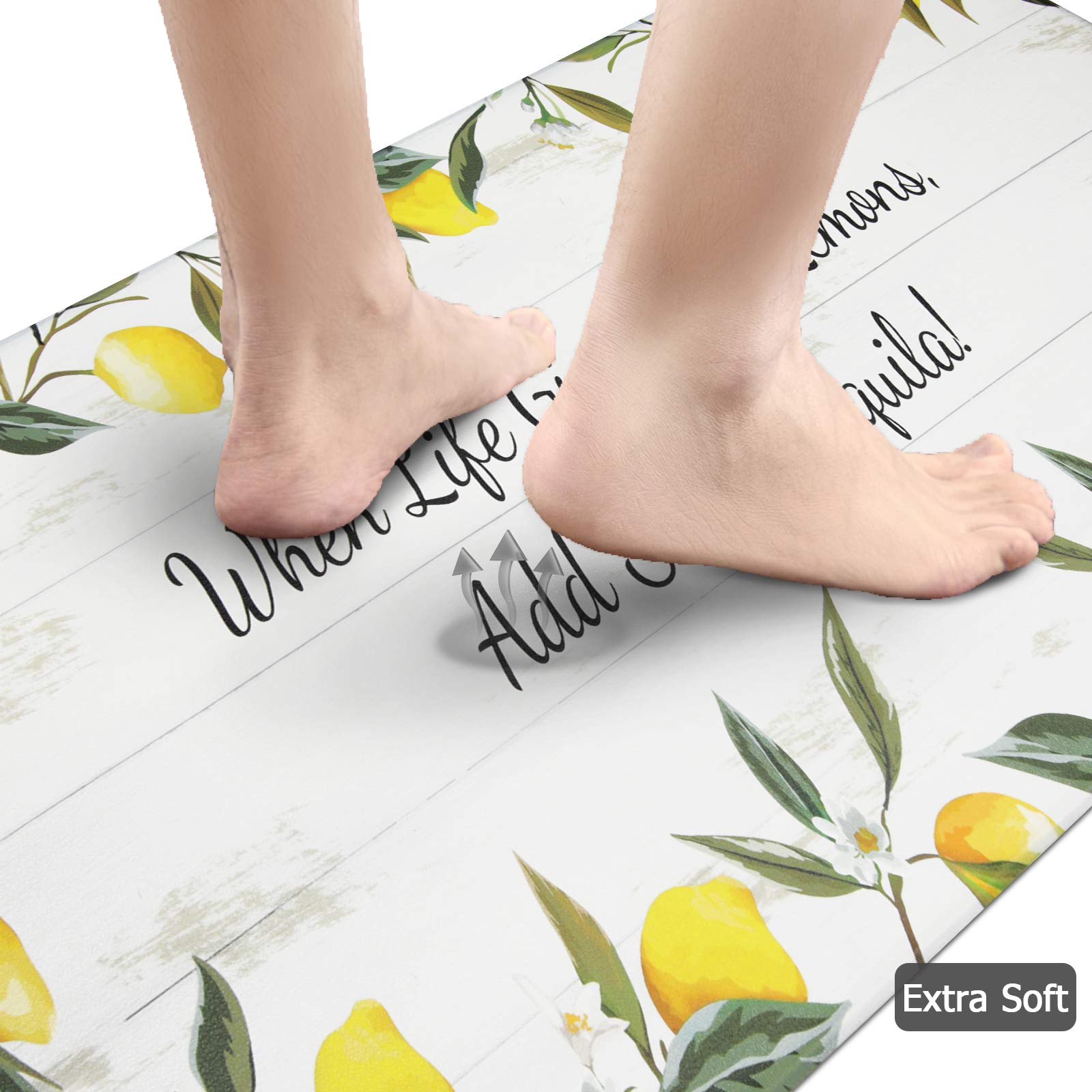 Pauwer Anti-vermoeidheid keukenmatsets 2-delige PVC antislip waterdichte vloermatten gewatteerd comfort staande loper tapijt set gemakkelijk schoon te maken (44 cm × 70 cm 44 cm x 120 cm