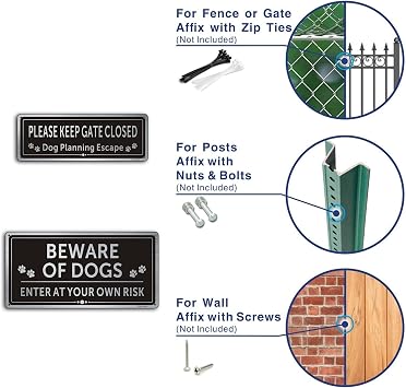Please Keep Gate Closed Sign Guard Dogs Warning Sign Aluminum Brushed UV Resistant Waterproof Durable and Fade Resistant Pack of 1