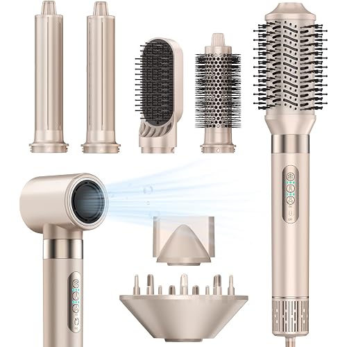 8-in-1 Hot Air Styler & Hair Dryer Brush Set, 110,000 RPM High-Speed Ionic Multi-Styler with Auto-Wrap Curlers, Diffuser, Volumizing & Thermal Brush for Fast Drying and a Smooth, Shiny Finish