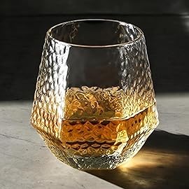 Oojami 40 count Diamond Unbreakable Stemless Plastic Wine Champagne Whiskey Glasses Elegant Durable Disposable Indoor Outdoor Ideal for Home, Office, Bars, Wedding, 12 Ounce Cups (Hammered Clear)