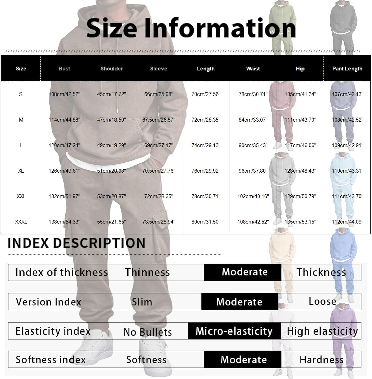 Sweatsuit for Men 2 Piece Set Mens Hoodie and Sweatpants Set Winter Solid Jogger Sweatpants Long Sleeve Tracksuit