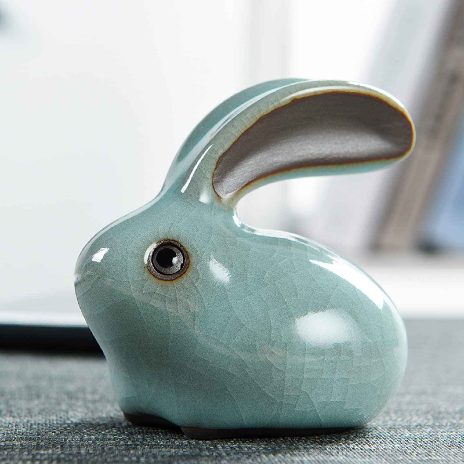 Dytartzx Ceramic Rabbit Handcrafted Sculpture Animals Ornament Garden Hotel Home Decor Office Car Dashboard Gift
